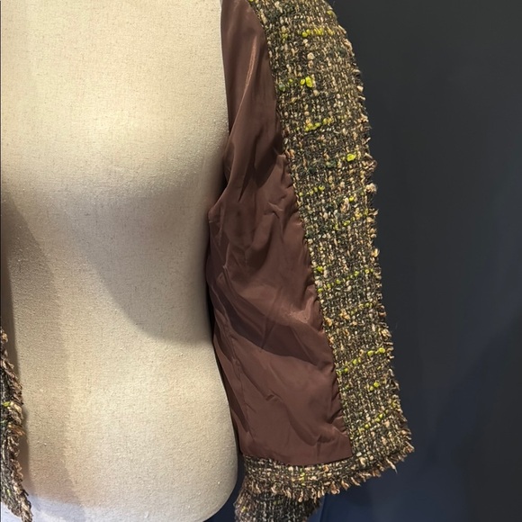 J Jill Brown and Green Blazer Structured Wool Blend - Picture 9 of 11